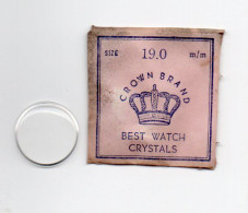 CROWN BRAND - Replacement Watch Crystal - Size 19.0 Mm - Made In Hong Kong - Original Vintage Genuine Parts - Andere & Zonder Classificatie