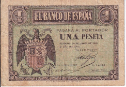 BILLETE DE BURGOS DE 1 PTA DEL 30 ABRIL 1938 SERIE D   (BANKNOTE) - 1-2 Pesetas