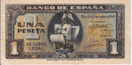 BILLETE DE ESPAÑA DE 1 PTA DEL 4/09/1940 SERIE I CARAVELA EN CALIDAD EBC (XF) (BANKNOTE) - 1-2 Pesetas