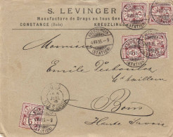 KREUZLINGER CONSTANCE S LEVINGER MANUFACTURE DE DRAPS EN TOUS GENRES ENVELOPPE 1895 + MANDATS 1892 1898 RARES - Suiza