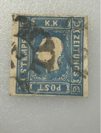 Österreich Briefmarken 1858 ANK 16 Eine Zeitungsmarke Blau Gest. Milano KP 800,…D 5/3 - Zeitungsmarken