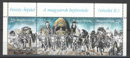 Hungary 1995. Animals / Horses / Feszty II. Set With CORNER Text ! MNH (**) Michel: 4327-4329 - Unused Stamps