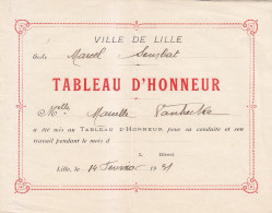 Ville De Lille - Tableau D'honneur - Diplômes & Bulletins Scolaires