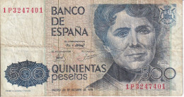 BILLETE DE ESPAÑA DE 500 PTAS DEL AÑO 1979 SERIE 1P (BANKNOTE) ROSALIA DE CASTRO - [ 4] 1975-… : Juan Carlos I