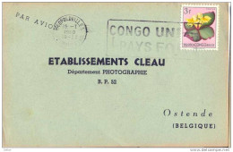 Ac992: LEOPOLDVILLE 1. LEOPOLDVILLE  CONGO UN PAYS FORT /  Drukwerkkaart : Luchtposttarief > Ostende 25-1 1960 - Covers & Documents