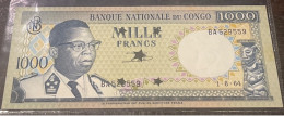 Banque Nationale Du Congo 1000 Mille Francs 01/08/1964 Perforé 5 Fois. - Democratic Republic Of The Congo & Zaire