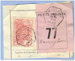 _V683:TOURNAI>Waereghem:SP11:" étiquette ": N° 77: Type B:  Fragment PETITS PAQUETS - Documenti & Frammenti