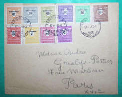 N°702 A 711 ARC DE TRIOMPHE PREMIER JOUR FDC PERIGUEUX DORDOGNE 1945 LETTRE COVER FRANCE - ....-1949