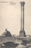 Postcard Egypt Alexandria Column Of Khartoum And Sphinx - Alexandrie