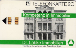 Dr.Lübke TK K 296/1991 ** 100€ Immobilien Kompetenz Bank Dresden TC Banking Telecard Germany - K-Series : Serie Clientes