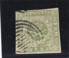 DANEMARK - 1858/63 - N° 9 - 8 S VERT - OBLITERE - Usati