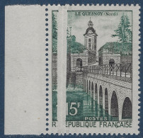 France 1957 Le Quesnoy N°1106** Superbe & Important Pli D'accordéon RR Sur Moderne Signé CALVES - Ungebraucht