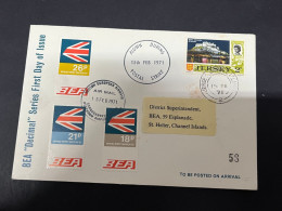 7-12-2023 (3 W 34) UK - BEA Airline - Flown During Postal Strike - 1971 - Jersey (with 3 Cinderella) - Other (Air)