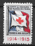  France Epoque Delandre CINDERELLA Vignette Croix Rouge Secours Aux Blesses Militaires Pensez A Nos Soldats Red Cross - Red Cross