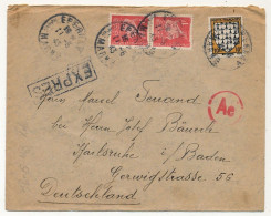 FRANCE => Env. Affr Composé 10F Bretagne + 1F Pétain X2 - Exprès - Censure Ae - Pour Travailleur STO 1943 - Lettres & Documents