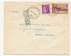 FRANCE => Env. Affr Composé 3F Avignon + 40c Paix, EXPRÈS, De Paris Place De La Bourse 1939 - Storia Postale