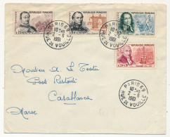 FRANCE => Env. Affr Composé TP Surtaxés 4 Valeurs Série Du Guesclin - Paris 69 - 1961+ Taxe Poste Restante Casablanca - Covers & Documents