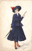 ILLUSTRATEUR - Une Femme Avec Une Robe Longue Tenant Un Parapluie - Noëlle - Colorisé - Carte Postale Ancienne - Other & Unclassified