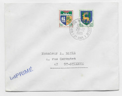 BLASON 2C+18C LETTRE 69 LYON PHILATELIE 28.12.1968 TARIF IMPRIME - 1941-66 Escudos Y Blasones