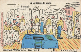 MILITARIA - A La Revue Santé - Scènes Militaires - Halte Là ! - ER Paris - Carte Postale Ancienne - Humour