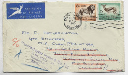 SUD AFRICA 6D LION +1/3 LETTRE COVER AVION CAPE TOWN 9.1.1960 TO CALCUTTA INDIA - Storia Postale