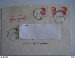 België Belgique Brief Lettre Recommandé Velghe 1989 Antwerpen 22 - Antwerpen - Briefe U. Dokumente