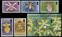 Kaiman-Inseln 2005 - Mi-Nr. 1002-1006 & Block 43 ** - MNH - Orchideen / Orchids - Cayman Islands