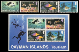 Kaiman-Inseln 1977 - Mi-Nr. 383-386 & Block 11 ** - MNH - Fische / Fish - Cayman Islands