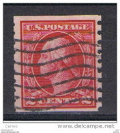 U.S.A.:  1900/09  G. WASHINGTON  -  2 C. USED  STAMP  -  D. 8 1/2  VERTICAL  -  YV/TELL. 168 - Ruedecillas