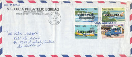 Saint Lucia Air Mail Cover Sent To Switzerland 13-4-1984 Stamps Overprinted OFFICIAL Folded Cover - St.Lucie (1979-...)