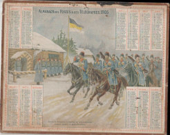 Ancien Calendrier Almanach Des Postes Et  Télégraphes 1905 Cosaques Russes - Tamaño Pequeño : 1901-20