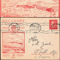 Suède 1929. Entier Postal Officiel Pour L'étranger. Abisko, Laponie. Erreur, Lapponie. Montagne, Minerais De Fer - Oddities On Stamps