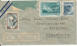 Argentina Air Mail Cover Sent To Denmark 16-6-1952 (a Bit Of The Frontpage Of The Cover Is Cut Away) - Luftpost