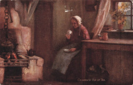 PEINTURES & TABLEAUX - Granny's Cup Of Tea - Carte Postale Ancienne - Paintings