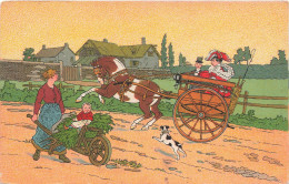 ILLUSTRATEUR - Un Chien Aboyant Sur Un Cheval Tirant Un Char - Colorisé - Carte Postale Ancienne - Other & Unclassified