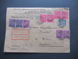 DR Dienstpost 1923 Preussisches Amtsgericht Duisburg Ruhrort / Zustellungsurkunde MiF Mit 10 Marken Wertziffern) - Officials