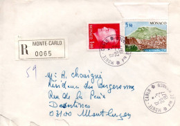 MONACO AFFRANCHISSEMENT COMPOSE SUR LETTRE RECOMMANDEE POUR LA FRANCE 1977 - Covers & Documents