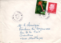 MONACO AFFRANCHISSEMENT COMPOSE SUR LETTRE POUR LA FRANCE 1977 - Covers & Documents