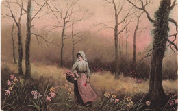 ARTS - Peintures Et Tableaux - Une Femme Seule Dans La Forêt - Carte Postale Ancienne - Peintures & Tableaux