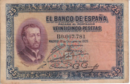 BILLETE DE ESPAÑA DE 25 PTAS DEL AÑO 1926 SERIE B (BANKNOTE) - 1-2-5-25 Pesetas