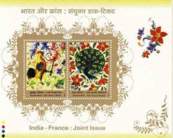 INDIA 2003 Bird Peacock Rooster India - France Joint Issue 2v Miniature Sheet MS MNH, P.O Fresh & Fine - Peacocks