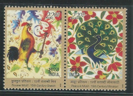 INDIA 2003 Bird Peacock Rooster India - France Joint Issue 2v Set MNH, P.O Fresh & Fine - Peacocks