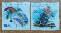 AC - TURKEY STAMP - EXTREME SPORTS  ENDRO MOTORCYCLE, OFF-ROAD RACING MOTORCYCLE, PARAGLIDING   MNH 07 DECEMBER 2023 - Unused Stamps