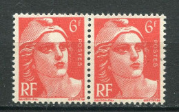 25932 FRANCE N°721a** 6F Rouge Marianne De Gandon : Mèches Reliées Tenant à Normal  1946  TB - Unused Stamps