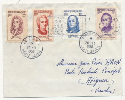 FRANCE => Env Affr. Composé 12F Lulli, 15F Rousseau 18F Franklin, 20f Chopin - Annecy 1956 - Storia Postale