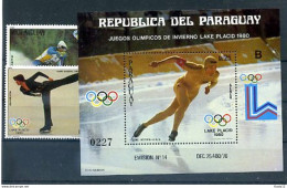 A20583)Olympia 80: Paraguay 3281 - 3287** + Bl 352** - Winter 1980: Lake Placid
