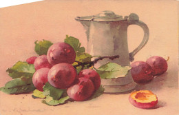 ARTS - Tableau - Nature Morte - Des Prunes Avec Une Carafe D'eau - Fruits - Carte Postale - Peintures & Tableaux