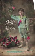 ENFANT - Bonne Année - Petit Garçon En Habits De Marins - Roses - Carte Postale - Other & Unclassified