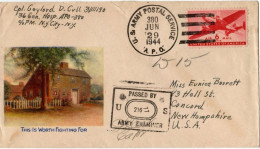 (N137) USA SCOTT # C25  - Military Propaganda - This Is Worth Fighting For - U.S. Army Postal Service New Hampshire 1944 - Covers & Documents