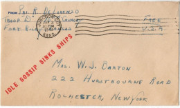 (N138) USA SCOTT # Free USA  - Military Propaganda - Idle Gossip Sinks Ships - Junction City (Kans) Rochester (NY) 1943 - Storia Postale